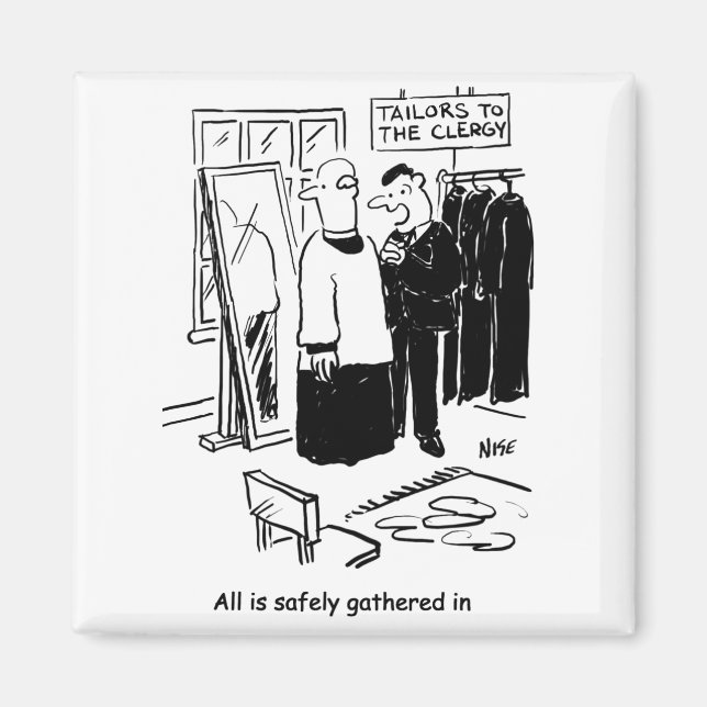 Vicar hat einen Cassock Fitting Church Cartoon Magnet (Vorne)