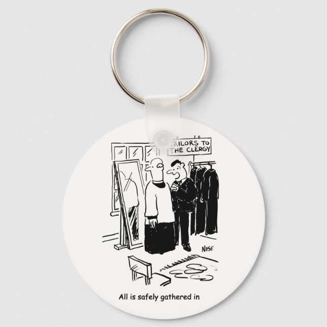 Vicar hat einen Cassock Fitting Church Cartoon Schlüsselanhänger (Vorderseite)