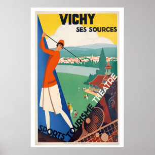 Vichy Ses Sources Vintage Reiseposter von Roger Poster