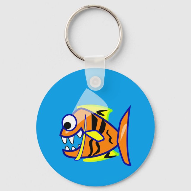 VICIOUS CARTOON FUNNY PIRANHA FISH SEA LOGO GRAPHI SCHLÜSSELANHÄNGER (Vorderseite)