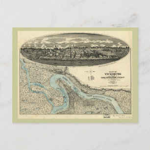 Vicksburg Mississippi 1863 Carte panoramique antiq