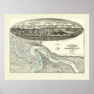 Vicksburg, MS Panoramic Map - 1863 Poster
