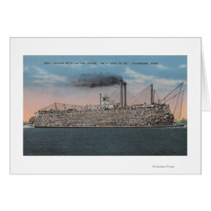 Vicksburg, MS - View of Boat with Cotton Onboard