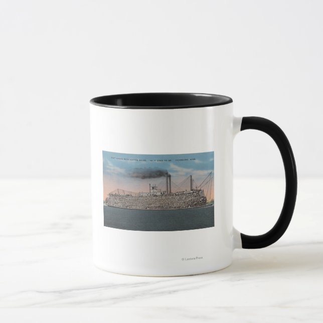 Vicksburg, MS - View of Boat with Cotton Onboard Tasse (Rechts)