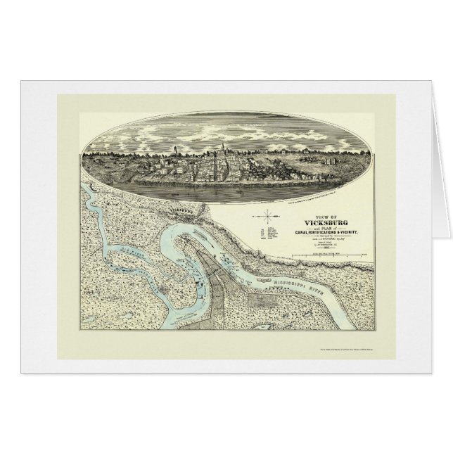 Vicksburg, panoramische Karte Mitgliedstaates - (Vorderseite (Horizontal))