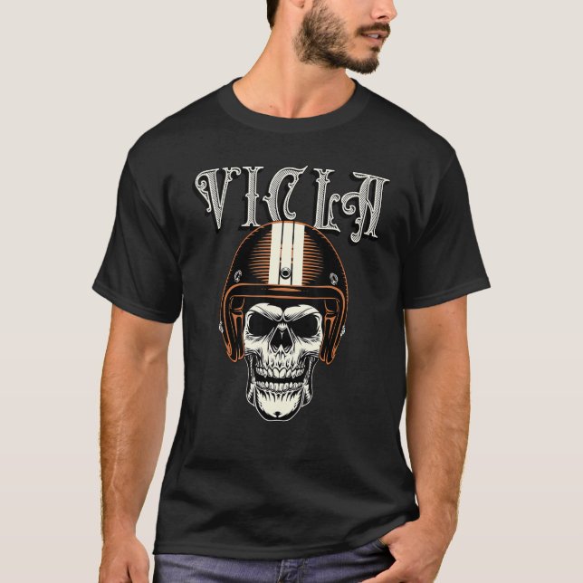Vicla Gangster Biker Skull Motorradfahrer Design T-Shirt (Vorderseite)