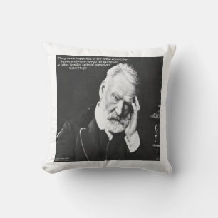 Victor Hugo & Happiness Quote Baumwoll-Kissenhülle Kissen