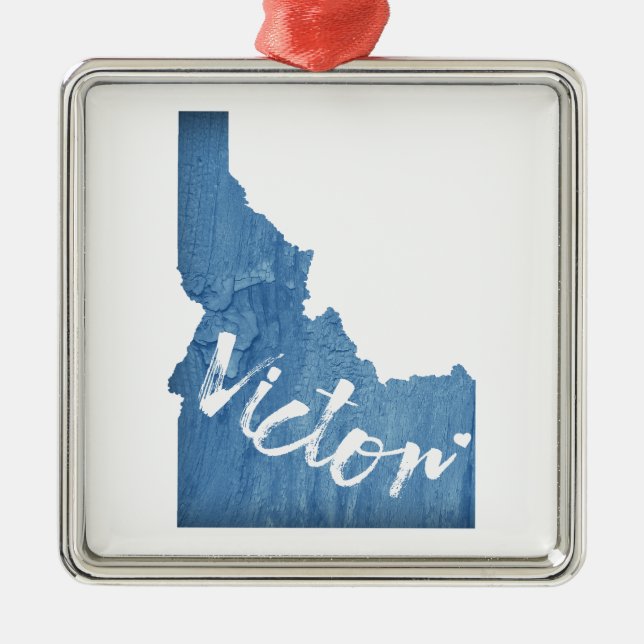 Victor Idaho Wood Grain Ornament Aus Metall (Vorne)
