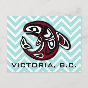 Victoria B C Nautilus Stammes-Totem Orca Wal Postkarte