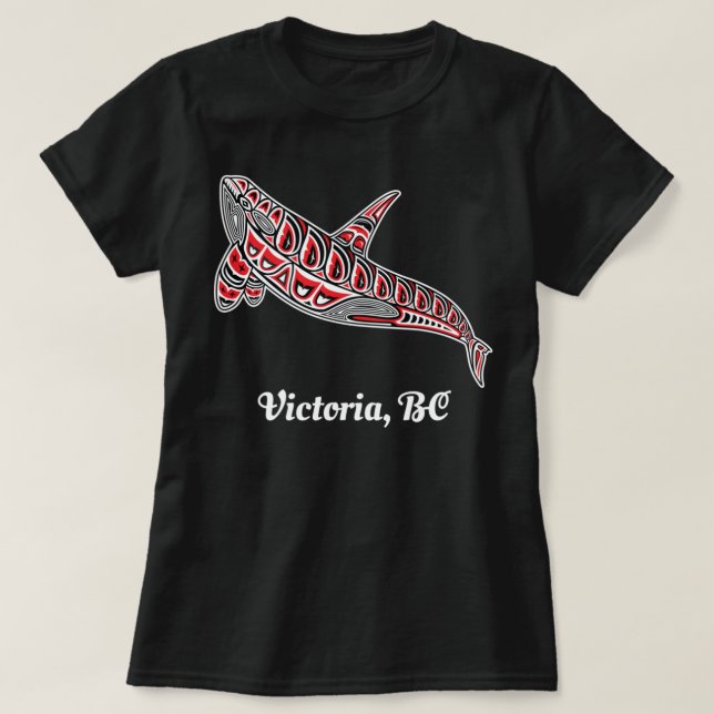 Victoria, BC Canada Native Upward Orca Killer Whal T-Shirt (Design vorne)