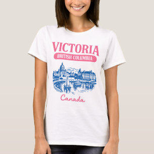 Victoria BC Kanada Süße Pastell-Skyline-Stadt Kuns T-Shirt