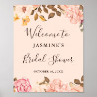 Victoria Blush Gold Floral Brautparty Sign