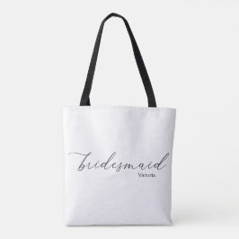 Victoria Bridesmaid Script Black Straps Tote Bag Tasche