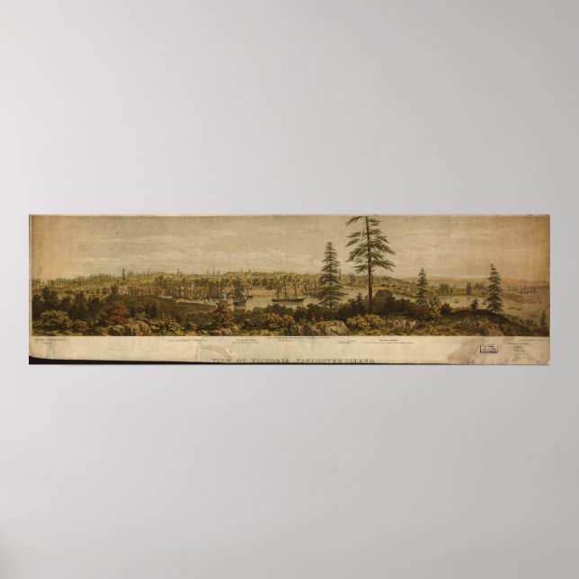 Victoria British Columbia 1860 Antique Panorama Poster (Vorne)