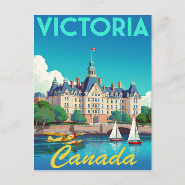 Victoria Canada Harbor Vintage Art Postkarte (Vorderseite)