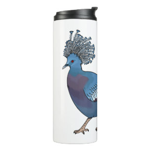 Victoria crowned pigeon bird cartoon illustration thermosbecher