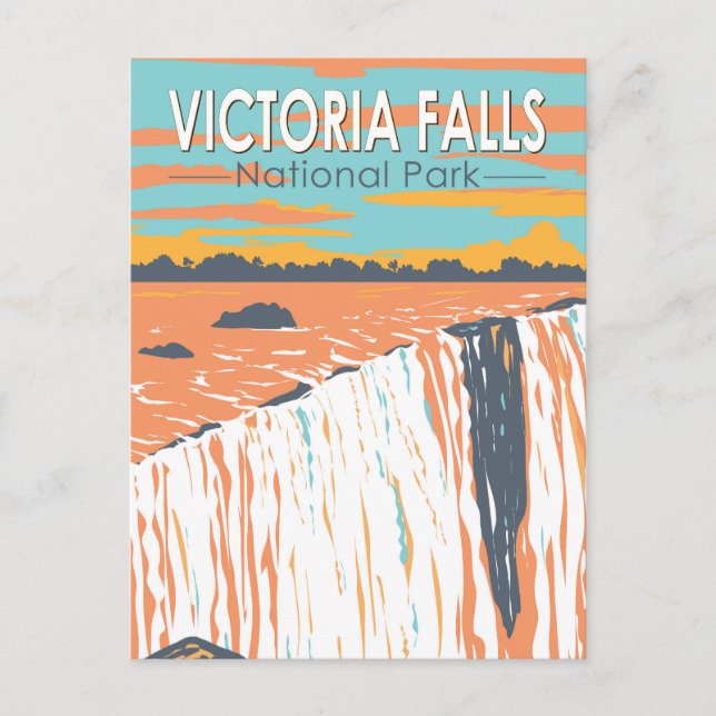 Victoria Falls National Park Vintage Postkarte (Vorderseite)