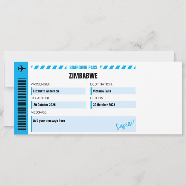 Victoria Falls Überraschungsreise Ticket (Vorderseite)