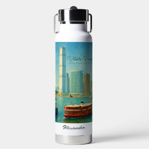 Victoria-Hafen Hongkong Retro-Skyline Wasserflasch Trinkflasche
