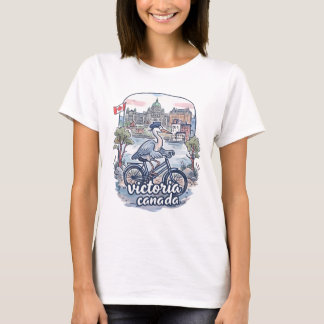 Victoria Kanada Fahrradfahren Süßer Reiher T-Shirt