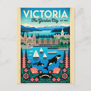 Victoria Kanada Retro-Reiseposter-Kunst Postkarte