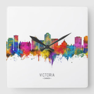 Victoria Kanada Skyline Quadratische Wanduhr