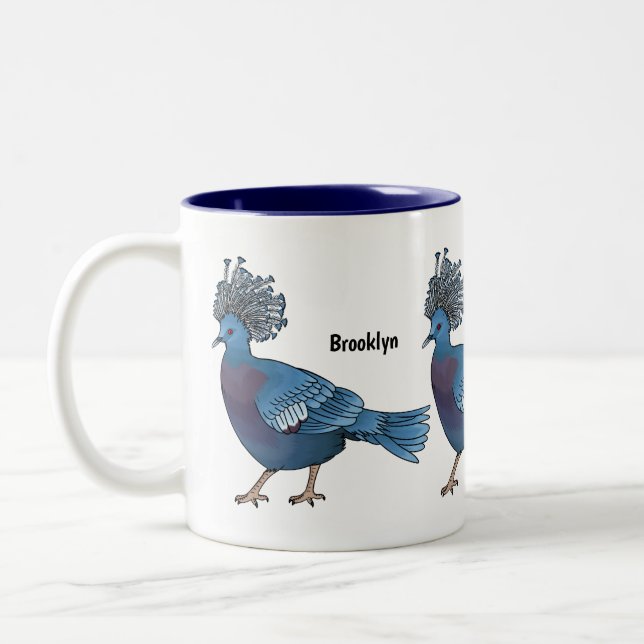 Victoria-Krone-Taube-Cartoon Zweifarbige Tasse (Links)