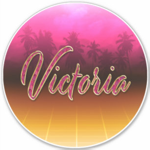 Victoria Prénom Nom rose Autocollants Autocollants