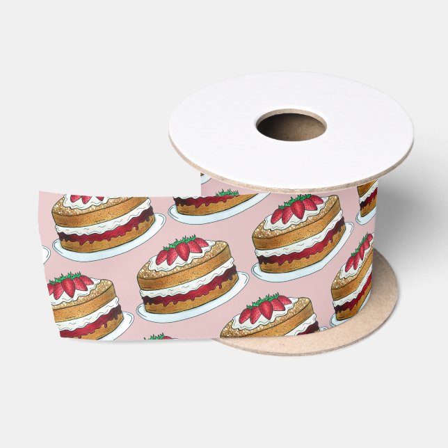 Victoria Sandwich Sponge Cake UK British Pastry Satinband (Spule)
