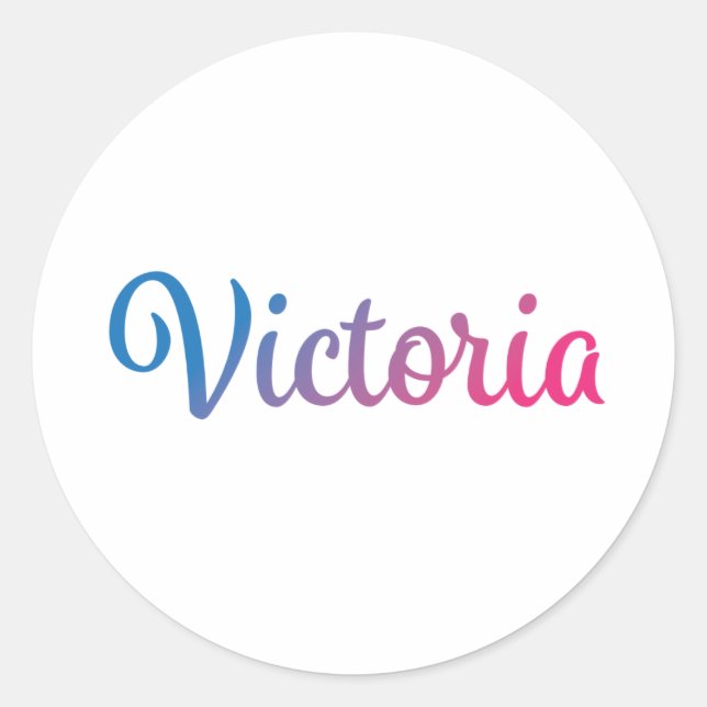 Victoria Stylish Cursive Runder Aufkleber (Vorderseite)