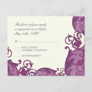 Victoria Swirl UAWG Response Card - Plum Lila RSVP Karte
