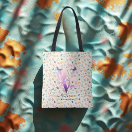 Victoria Vivid Blossom - Boho Floral Monogram V Tasche