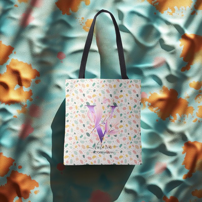 Victoria Vivid Blossom - Boho Floral Monogram V Tasche (Von Creator hochgeladen)