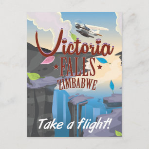 Victoriafälle Simbabwe Cartoonposter Postkarte