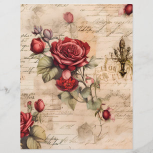 Victorian avec Red Roses papier à papier à papier