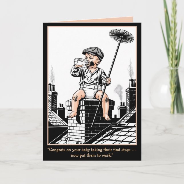 Victorian Baby Chimney Sweep. Funny baby card Karte (Vorderseite)