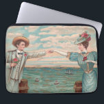 Victorian Beach Love Dressy Ocean Wedding Couple Laptopschutzhülle<br><div class="desc">Love at the Beach! This vintage image is based on an antique postcard with a man and and a woman reaching out their arms to touch hands</div>