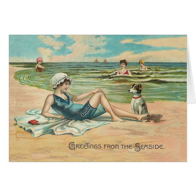 Victorian Beach Swim Girl Ocean Summer Vacances (Devant horizontal)