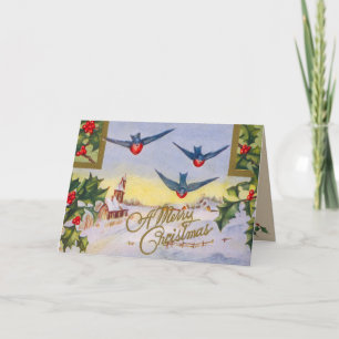 Victorian Bird Christmas Card Feiertagskarte