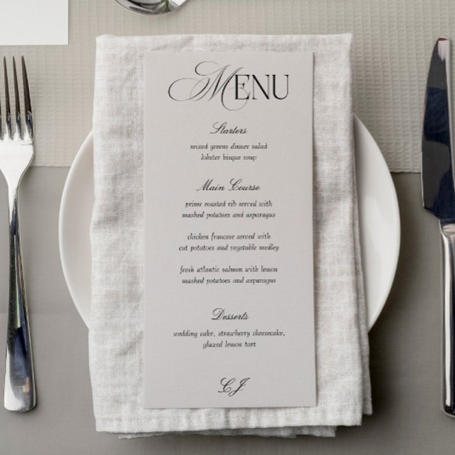 Victorian Black and Ivory Wedding Menu Card Einladung (Von Creator hochgeladen)