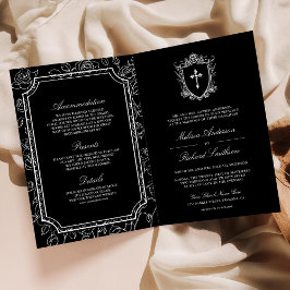 Victorian Black Catholic QR Code Wedding Einladung