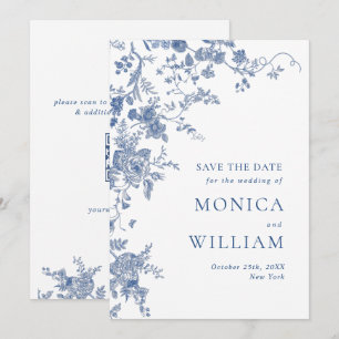 Victorian Blue Französische Gartenhochzeit QR-Code Save The Date