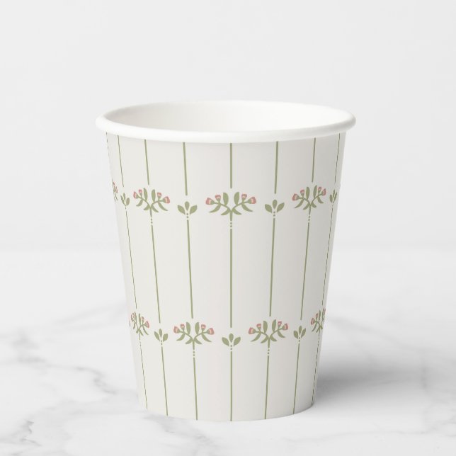 Victorian Botanical Traditional Stripes Pappbecher (Vorderseite)