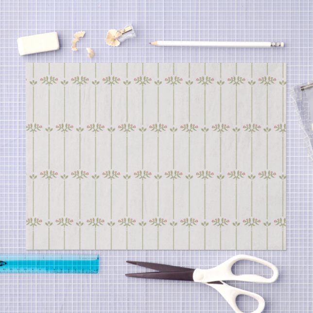 Victorian Botanical Traditional Stripes Seidenpapier (Handwerk)