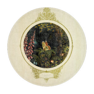 Victorian Butterfly Archiv Runde Glas-Servierpla Schneidebrett