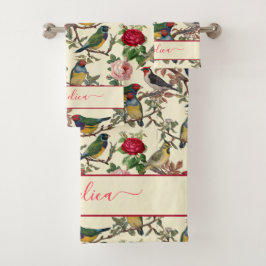 Victorian Chintzy Retro Birds et Motif Rose