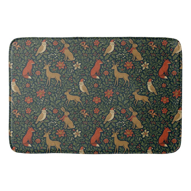 Victorian Christmas Animal & Botanical  Badematte (Vorderseite)