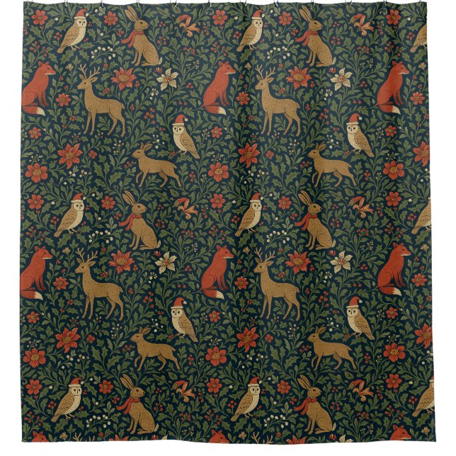 Victorian Christmas Animal & Botanical  Duschvorhang (Vorderseite)