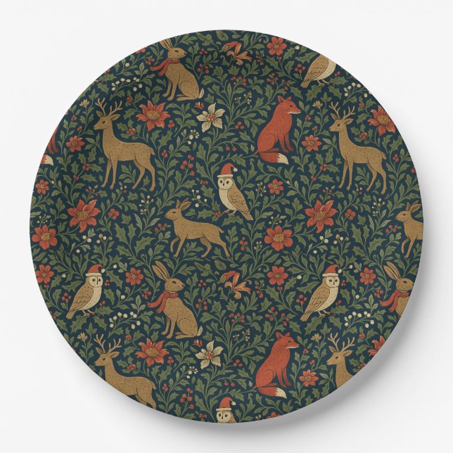 Victorian Christmas Animal & Botanical  Pappteller (Vorderseite)
