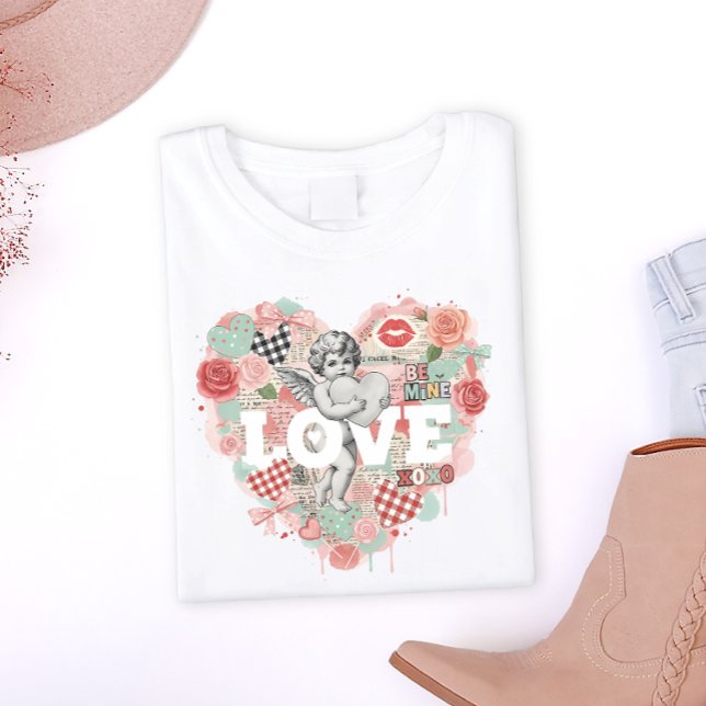 Victorian Coquette Cherub Angel Aesthetic Heart T-Shirt (Von Creator hochgeladen)